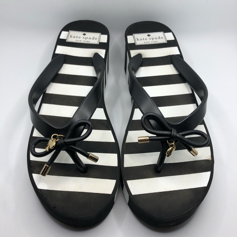 Kate Spade Rhett Black White Striped Platform Sandals Size 9 - Picture 6 of 15
